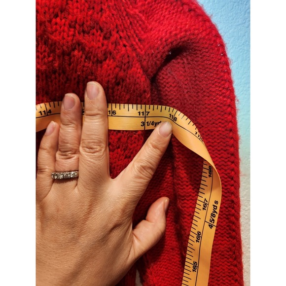 J.Crew Red Cable Knit Sweater Small Lambswool Blend Textured Crewneck - Picture 6 of 7